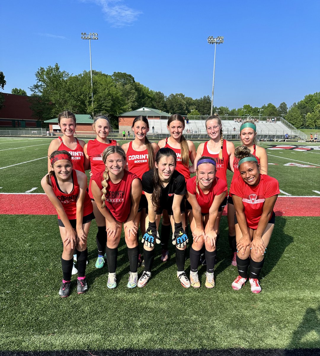 soccerCorinth's tweet photo. Girls Starting XI in our first summer scrimmage today, in a 7-0 win over North Pontotoc! 

Goals from:
Greeneley Moss 3
Maddie Gray 2
Madison Gates
Madeline Brooks

Really good stuff from everyone today! Great play from our goalkeepers all around! https://t.co/i8Jlsa0Fsy