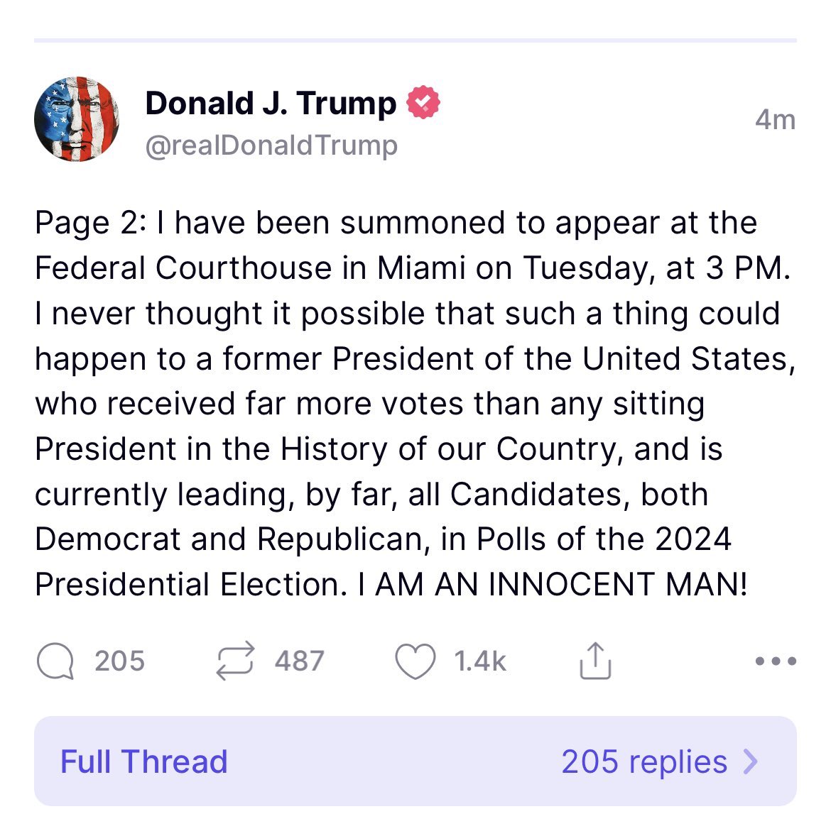 Narrator: “He is neither of those things.”
#TrumpIndictment