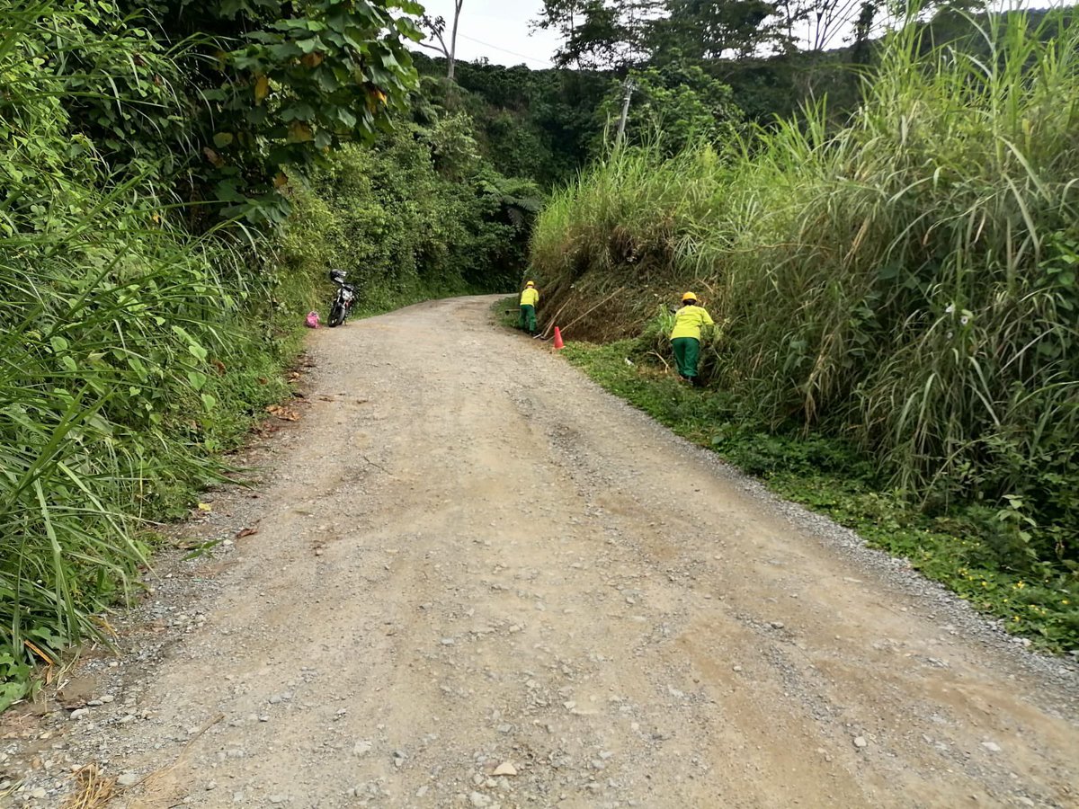 #CiudadEnObra 👷🏼
Trabajamos por mejorar las vías en zona rural de Manizales. Entregamos afirmado en la Escuela de San Peregrino. También, con el fin de reconstruir la calzada, realizamos mantenimiento manual y limpieza de cunetas en las veredas La Argelia Alta y Bajo Corinto. 🚧