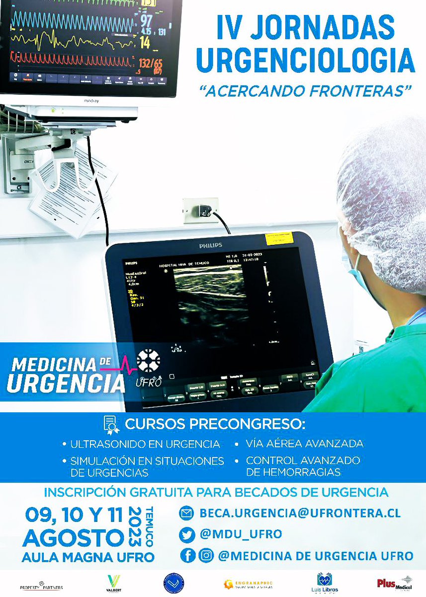 🚨IV Jornadas MDU UFRO🚨
La Medicina de Urgencia se reúne en el sur de Chile 🇨🇱 
-Grandes expositores con temas de interés.
-Cursos prácticos pre jornadas.
-Se reúnen los programas MDU.

 Pronto inscripciones.
9-10-11 Agosto 2023
Aula Magna UFRO. Temuco.
<a href="/sochimu/">SOCHIMU</a> <a href="/colmedtemuco/">ColmedAraucanía</a>