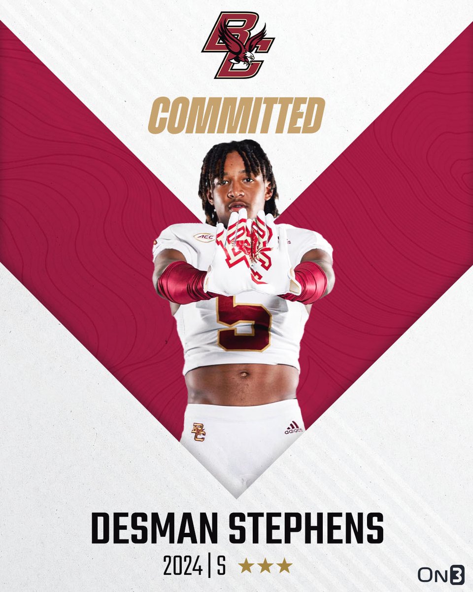 🚨BREAKING🚨 2024 safety Desman Stephens has committed to Boston College🦅

More from <a href="/ChadSimmons_/">ChadSimmons</a>: on3.com/college/boston…