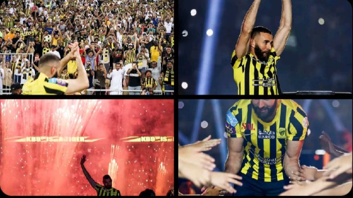 Hp250Phill's tweet photo. Karim Benzema was presented by Al-Ittihad in front of 60 thousand fans https://t.co/cl4SGiETvW