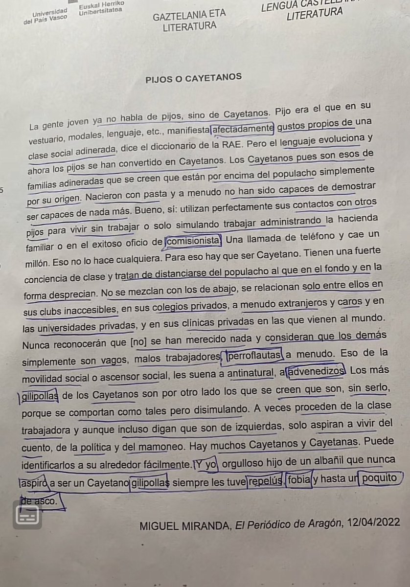 pero como han tenido la polla de poner este texto en la evau💀