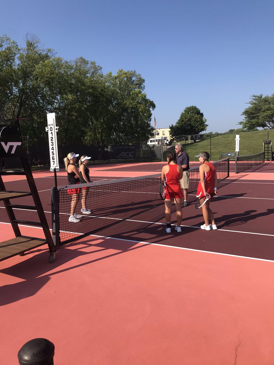 Doubles getting ready for the Doubles State Tournament semifinal match against Lebanon!