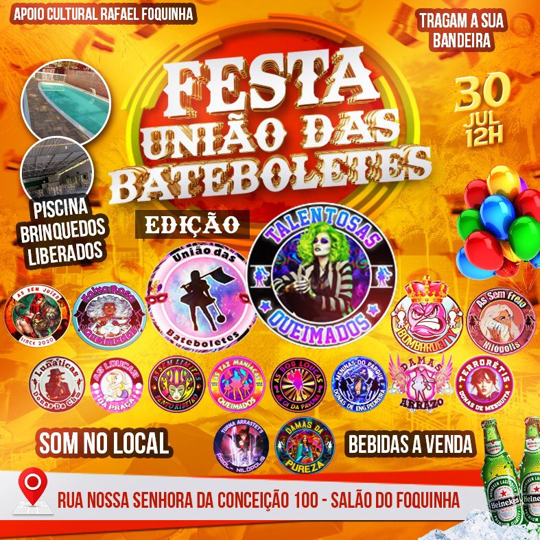 Todas as turmas convidados….. traga suas bandeiras !!!
#batiboleironato
#mundodobatibola
#batiboletes
#uniaoquedeucerto
#bandeiraebexiga 
<a href="/TalentososQ/">TALENTOSOS QUEIMADOS</a>