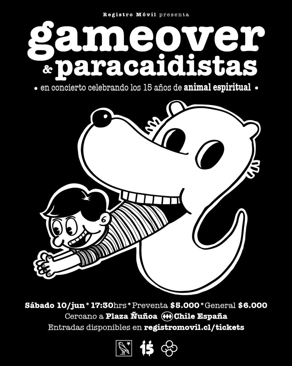 🔴 ¡Gameover celebrará 15 años del disco "Animal espiritual" junto a @Paracas666!

📅 El evento se realizará el 10 de junio a las 17:30 hrs, cerca de plaza Nuñoa.

🎟 La preventa está a $5000 y la entrada general a $6000.

📻 Escucha el álbum completo acá: shorturl.at/dvHZ2