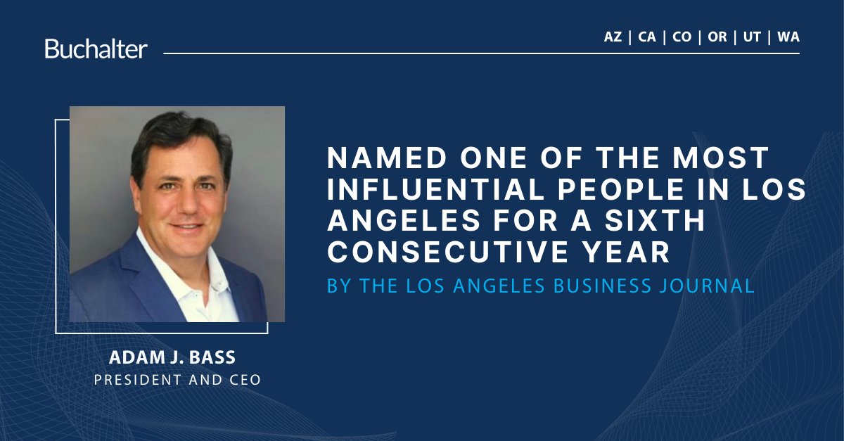BuchalterLaw's tweet photo. We are very pleased to announce our President and Chief Executive Officer, Adam Bass, was honored for a sixth consecutive year as one of the “Most Influential People in LA” by the @LABJnews. 

Learn more: https://t.co/GKAFWr8nzn

#Buchalter #LABJ https://t.co/sJnOuxozYS