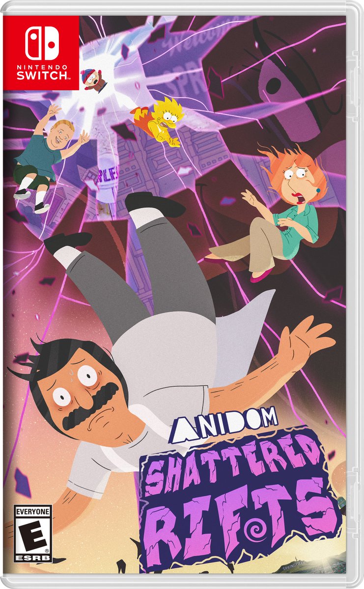 Bob Belcher, Lois Griffin, Bobby Hill, Lisa Simpson, and Stan Marsh find themselves entangled in a universe-shattering event orchestrated by a nefarious scientist. Film poster and Switch Title. #filmposter #animationdomination #ComedyCentral #Multiverse.