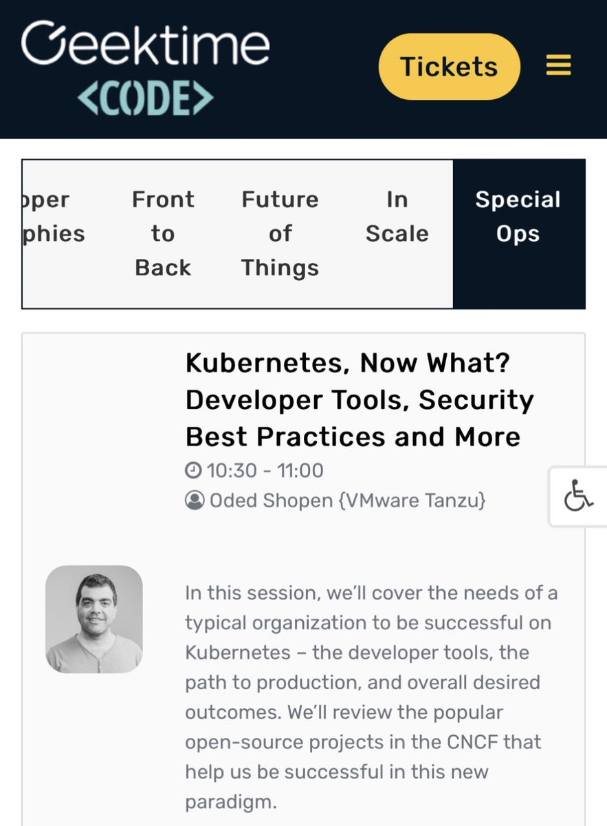 odedia's tweet image. Excited to lead the agenda for the “Special Ops” track at this year’s #GeektimeCode!
I’ll discuss the tools that enables a better developer experience on Kubernetes and a sustained path to production. Join me!