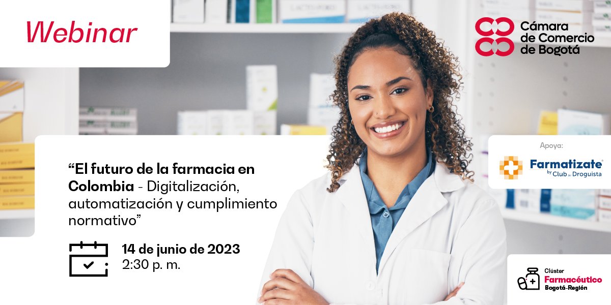 Te invitamos a participar del Webinar: "El Futuro de la farmacia en Colombia", donde expertos del sector compartirán información acerca de cómo maximizar el potencial de las herramientas digitales para impulsar el crecimiento del negocio. Inscríbete aquí👉bit.ly/3WTKk3v