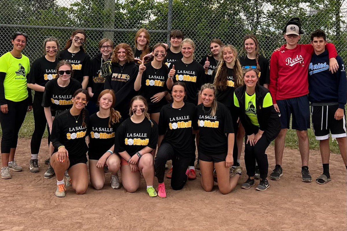 Congrats to the softball team including coaches and Liam and Gus on going undefeated today! #KnightPride @LaSalle_LDSB