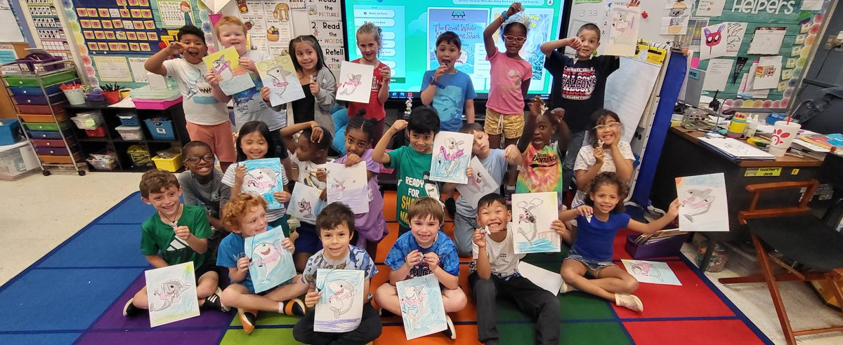 I live for these theme days! Today was shark day in 1st grade. 🦈  Ocean habitats, research,acrostic poems, dancing, drawings...and of course, shark tooth necklaces! Baby shark spent most of the day.😉 #ashlandsoar #countdowntosummer