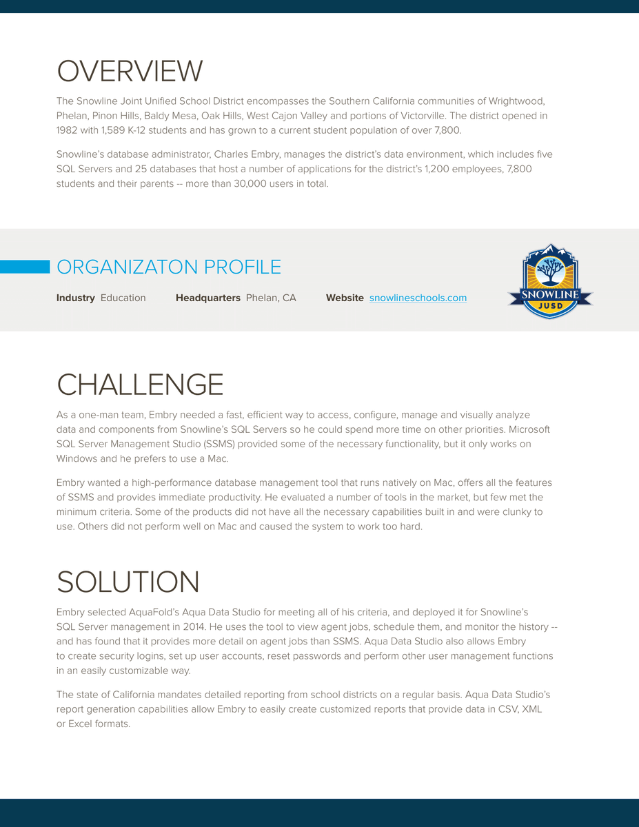aquafold's tweet image. 🚀 Excited to share how Snowline&apos;s #databaseadministrator, Charles Embry, found the perfect match for #SQLServer management! #AquaDataStudio, chosen in 2014, delivers beyond expectations. It&apos;s a game-changer from detailed agent job monitoring.

Case Study: buff.ly/45P6ms7