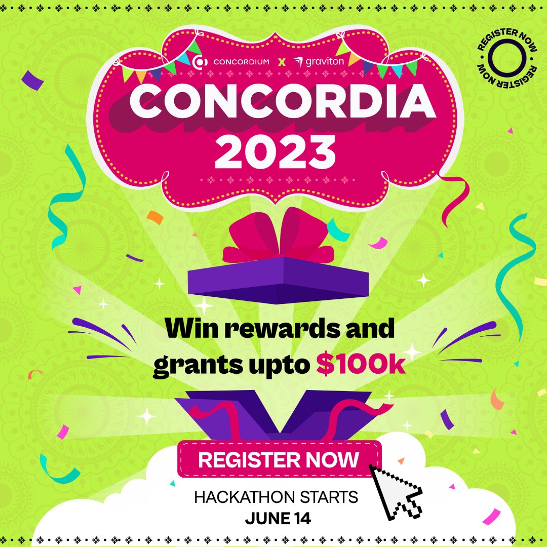 Blockchain Club SRM (@blockchainsrm) on Twitter photo India’s biggest Rust hackathon is here!
#Concordia2023 offers bounties worth $100K to talented Rust programmers in India, building for DeFi, Web3 Experiences, and Decentralized Identities.
Brought to you by <a href="/JoinGraviton/">Graviton Web3 Accelerator</a> , <a href="/ConcordiumNet/">Concordium</a> & <a href="/ConcordiumIND/">Concordium India</a> Foundation, in India’s biggest Rust hackathon is here!
#Concordia2023 offers bounties worth $100K to talented Rust programmers in India, building for DeFi, Web3 Experiences, and Decentralized Identities.
Brought to you by <a href="/JoinGraviton/">Graviton Web3 Accelerator</a> , <a href="/ConcordiumNet/">Concordium</a> & <a href="/ConcordiumIND/">Concordium India</a> Foundation, in