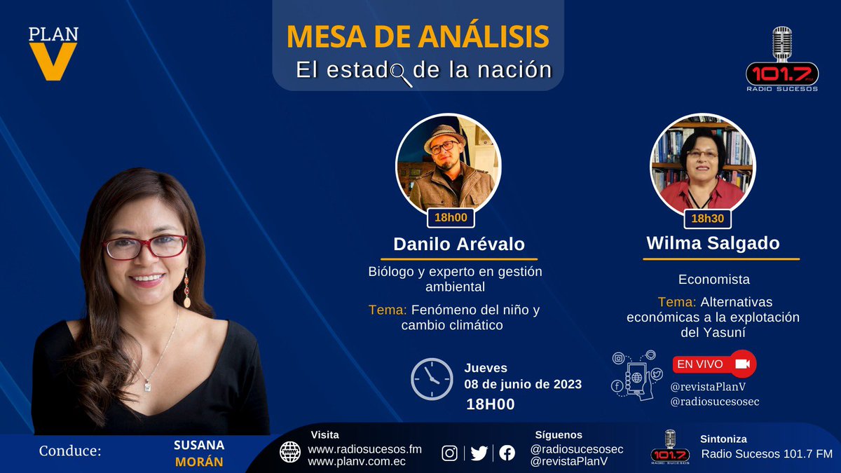 📌 Hoy conversaré con @susanamorg sobre la importancia de la gestión ambiental para adaptarnos a los efectos del fenómeno del niño en 🇪🇨

Una misión que debemos hacerla en comunidad 🙌🏼

⏰ 18:00

📍@radiosucesosec @revistaPlanV 

#GestiónAmbiental #CambioClimático