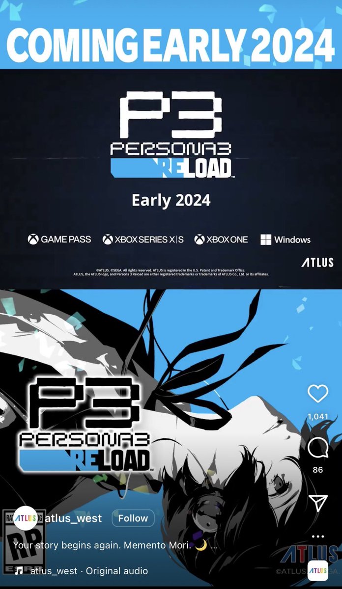 TropicalMaku's tweet photo. Atlus accidentally leaked Persona 5 Tactica and Persona 3 Reload (remake) on Instagram.  💀 https://t.co/zV2Pv6QOa7