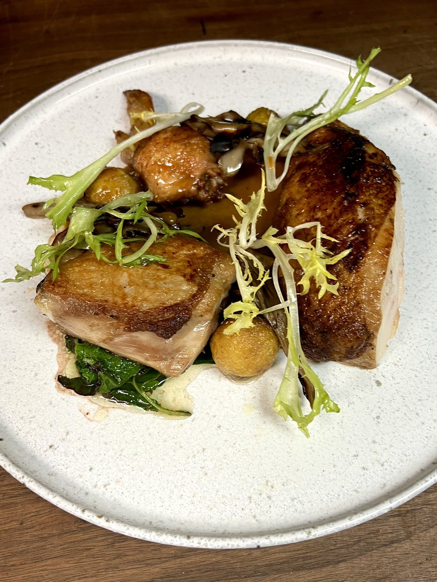 MydlandEyester's tweet photo. ROASTED CHICKEN
Confit leg &amp; stuffed wing, roasted potatoes, chard, maitake, sherry sauce

Spring Restaurant https://t.co/2ENohj8Ylw