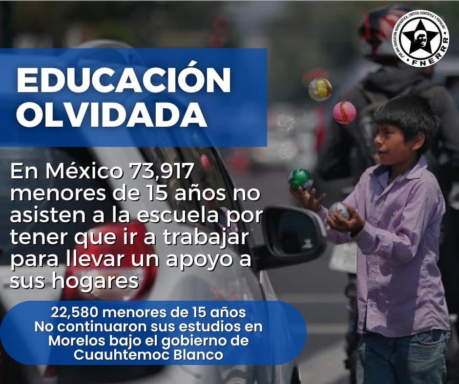 Edithlv12165464's tweet photo. 🚨#4TAbandonaEducación ‼️ 

📍 En Morelos 22,580 menores de 15 años no continuaron sus estudios desde el año 2018, cuando comenzó a gobernar Cuauhtemoc Blanco en la entidad.

Datos de @FNERRR_MOR 🗃️🗂️📁📂 https://t.co/WEgDoVNZwW