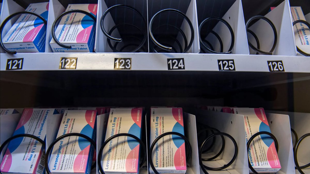 uwsph's tweet photo. College campuses nationwide are installing vending machines to distribute emergency contraception. @uwepidemiology's @Taylor__Riley discusses the success of this program @UW, which has sold more than 1,000 doses of emergency contraception since October. https://t.co/cJCIvAKDJv https://t.co/nIW825ROZE
