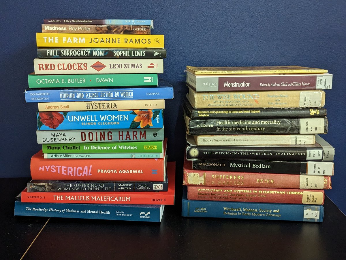 Term 2 Complete! Just a few of the many sources read for my many term 2 papers! 📚📝 #termpapers #writing #medhums #healthhumanities #endometriosis #earlymodernhistory #hysteria #witches #dystopian #reproductivejustice #womenshealth