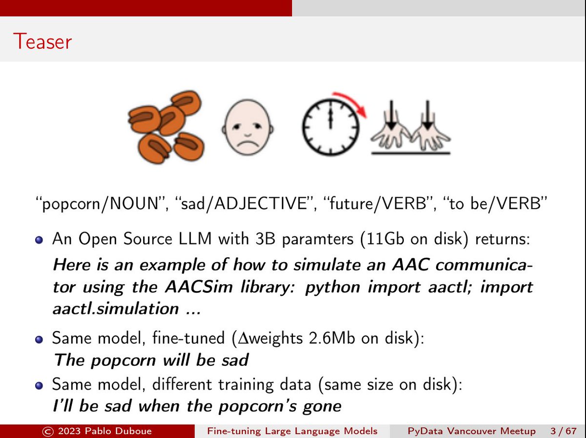 Here is my teaser slide for today's talk. The example showcases how RedPajama size allows space for inferencing.