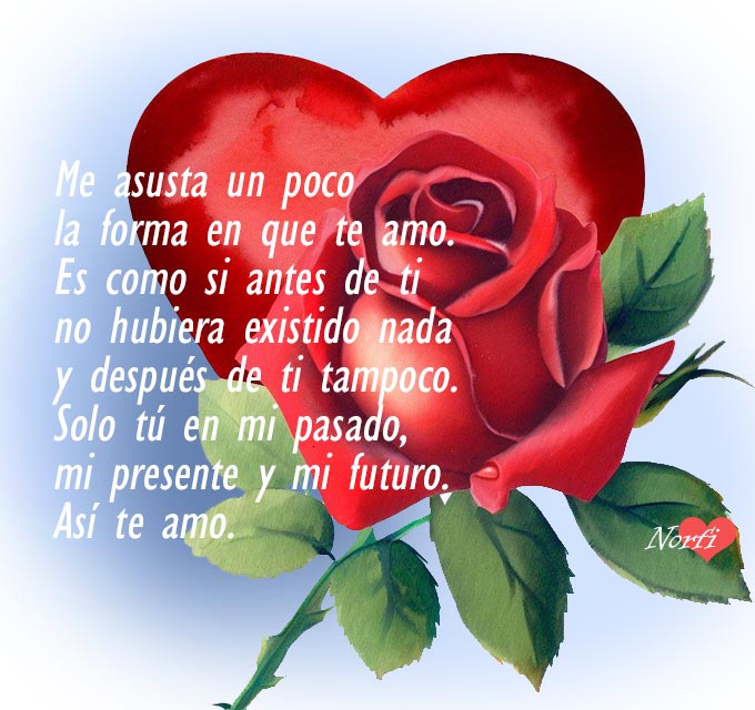 Me asusta un poco la forma en que te amo. Es como si antes de ti no hubiera existido nada y después de ti tampoco. Solo tú en mi pasado, mi presente y mi futuro.
Así te amo.
norfipc.com/amor/mensajes-…
#mensajesdeamor
#teamo