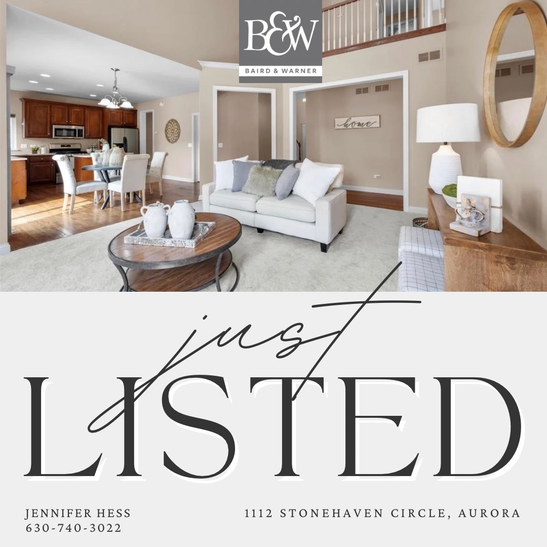 1112 Stonehaven Circle, Aurora, IL✨4 bed/2.1 bath, full basement, new carpet, fresh paint✨Open Sat 6/10 11-1, Sun 6/11 1-3

myre.io/09QD8decAfvs

#justlisted #auroraillinois #aurorail #homesforsale #napervillerealtor #chicagolandrealtor #chicagosuburbsrealtor #bairdwarner