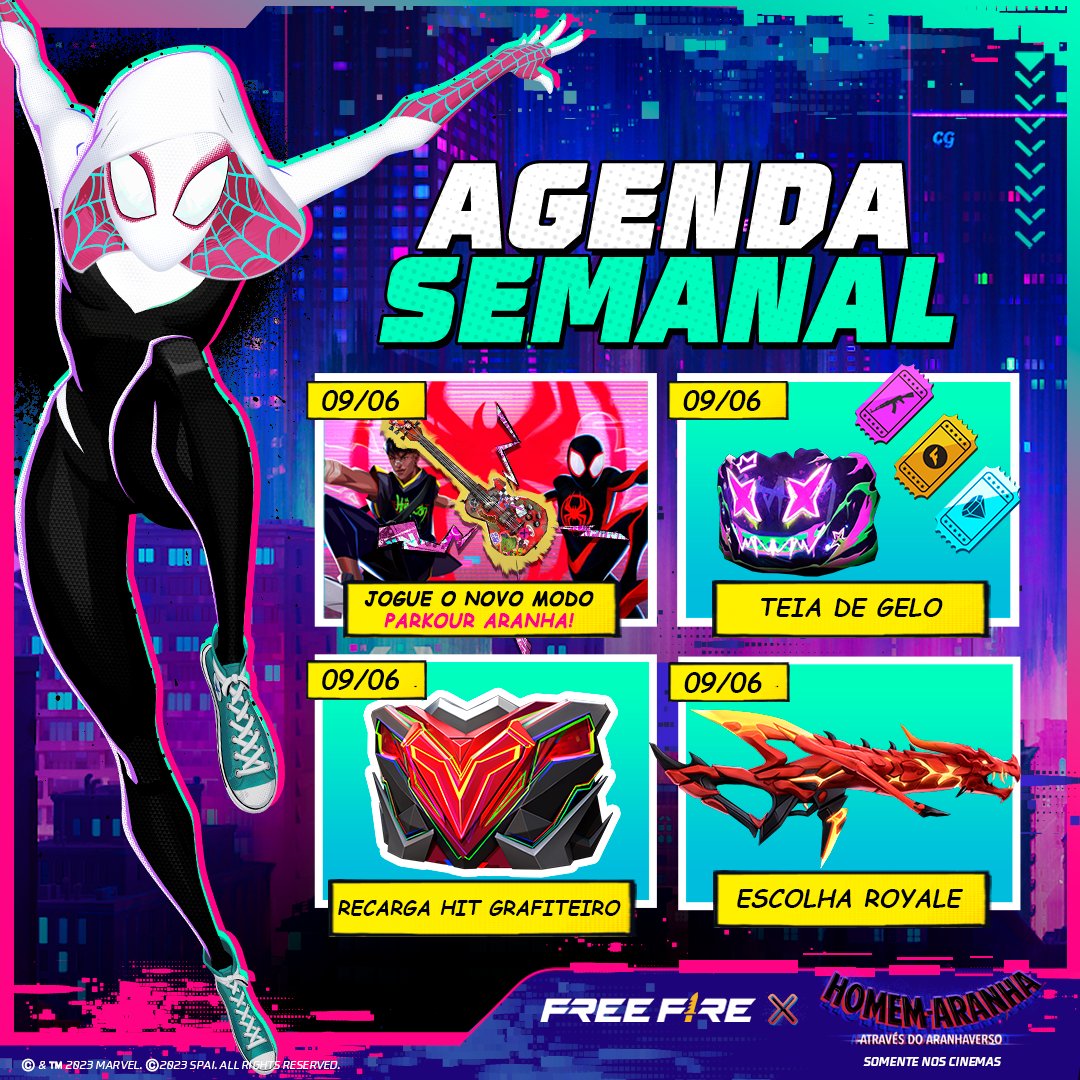 FreeFireBR's tweet image. 🕸️Novo modo especial Parkour Aranha
🕷️Ganhe a Mochila Aranhaverso fazendo login no Dia do Aranha
💞Itens temáticos para os românticos
🐲Volta da M4A1 Dragão Flamejante!
Pega a visão do que tá chegando no Frifas na próxima semana, tropa!