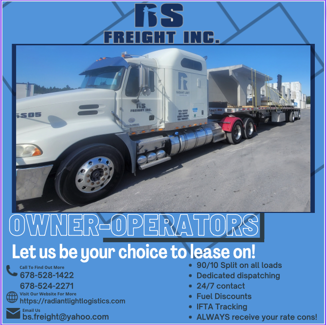 LogisticsLight's tweet image. Our Full Truckload side of Radiant Light, BS Freight, is always looking to expand to support owner operators. If you lease on with us, you are with a business that runs clean and has the reliability of larger carriers, while small enough to meet your needs. Contact us today!