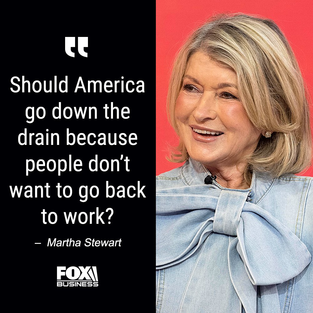 FoxBusiness's tweet photo. REMOTE 'RAMPAGE': @MarthaStewart warns that workers not returning to office would be a recipe for disaster for the US economy.  https://t.co/O3LTxM1Iw4 https://t.co/L3jU9Uqyz8