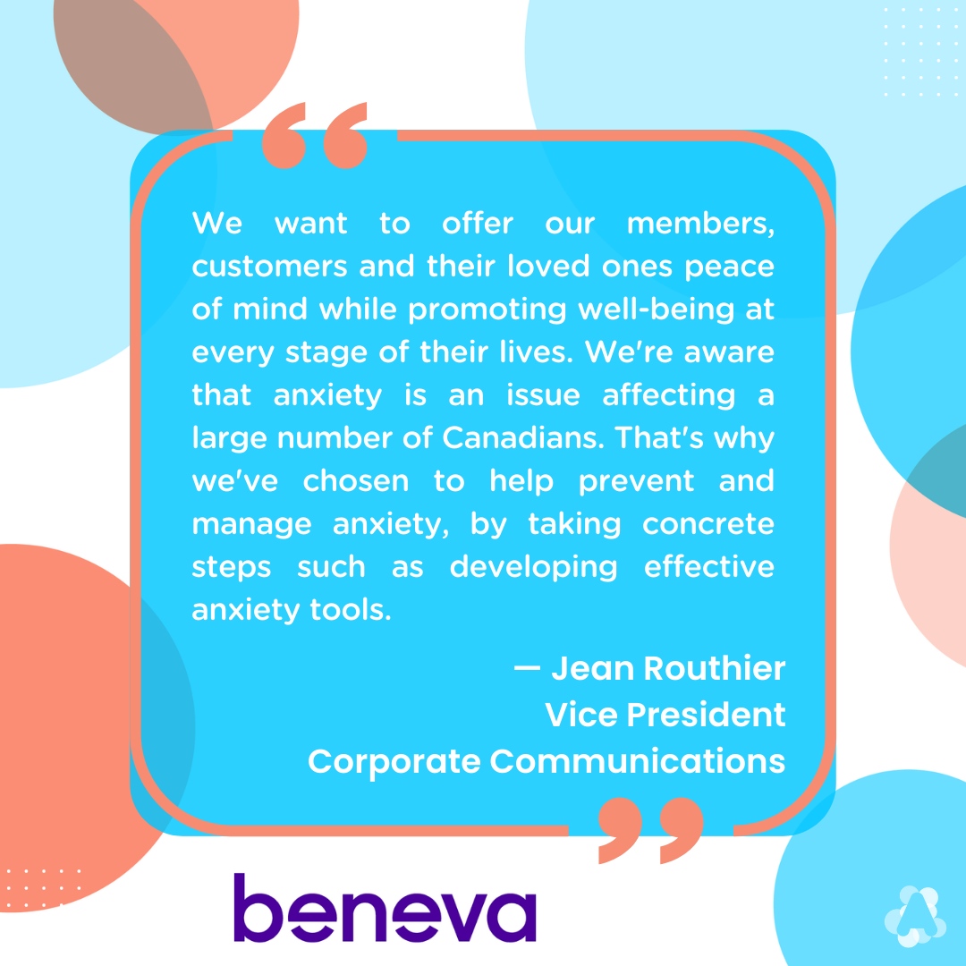 Anxiety_Canada's tweet photo. Our partner and #MentalHealth Champion, Beneva, helps make #ActionAnxietyDay a success.
@beneva_en raises awareness of #anxiety and supports us in our mission to help people suffering with anxiety live the life they want.
Thank you, #Beneva, for all that you do! 🙏🏻 https://t.co/9B2KHcDOTv