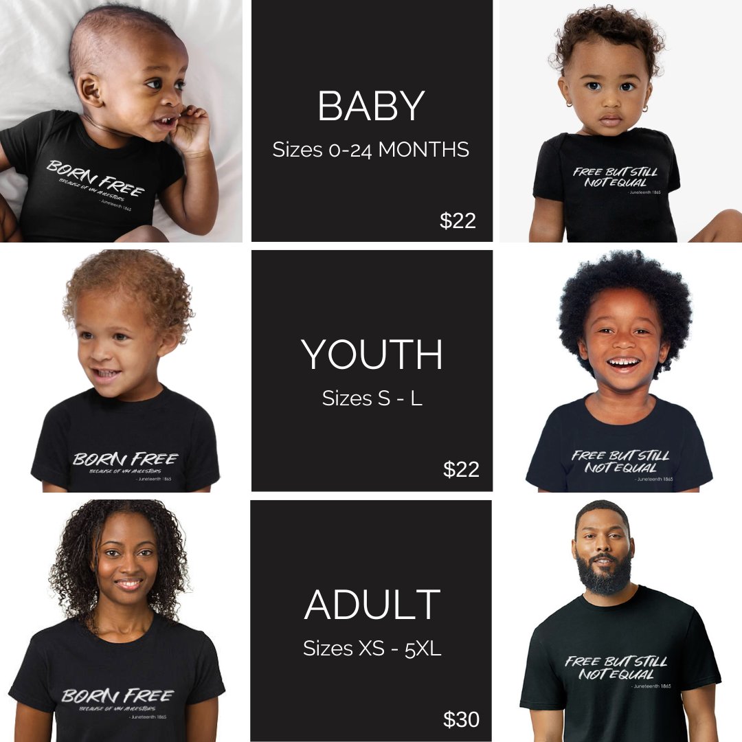DesignsInnocent's tweet photo. Options for the whole family! 
Get yours today at https://t.co/R3UMUt2978
#Juneteenth2023 #tshirtshop #BlackTwitter #BlackOwned #womanownedbusiness https://t.co/WuQqDx4RPJ