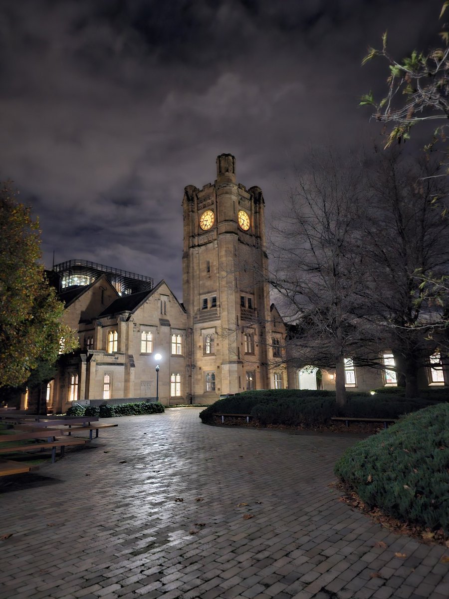 Morning, noon or night <a href="/UniMelb/">University of Melbourne</a> continues to be a stunner. The clock tower takes on owl-like vibes in the early evening! But she's a beauty 😍 #NightPhotography