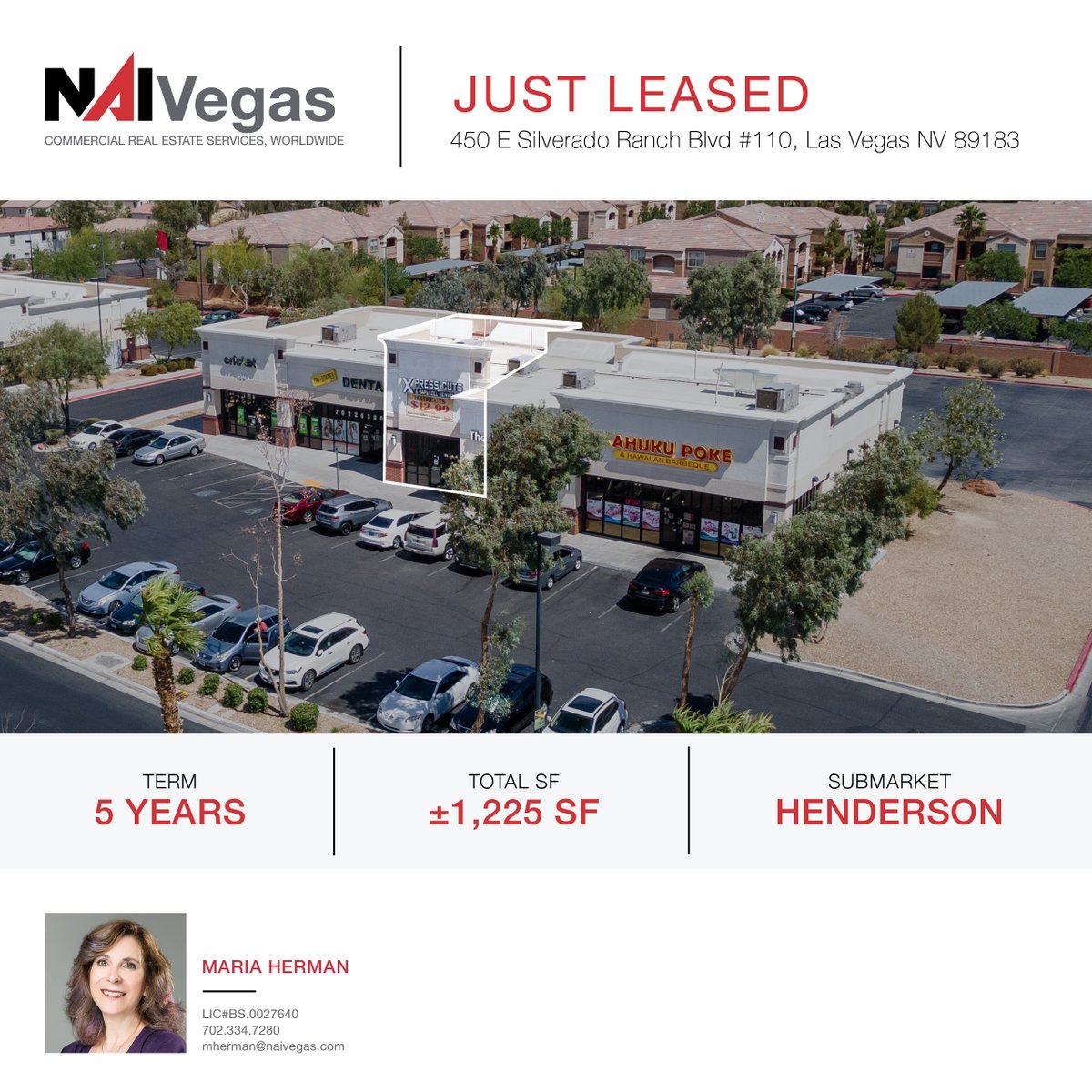 #justleased Congrats to Maria Herman!
 
 View our current inventory here: excelcres.com/properties/ 
 
 #commercialrealestate #commercialproperty #commercialproperties #NAI #nevadarealestate #nevadacre #cre #retail