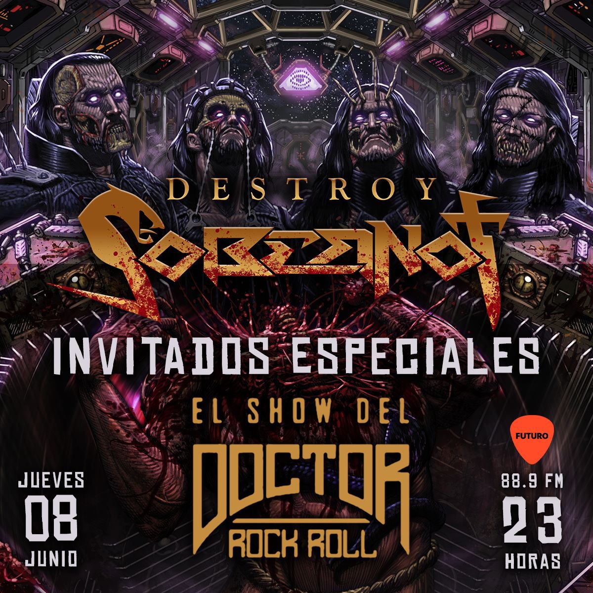 🔥 HOY!!! - Sobernoters! Los invitamos a escuchar nuestra entrevista hablando del presente y futuro de la banda, desde las 23:00 hrs a través del Show del <a href="/DocRockandRoll/">Dr.Rock&Roll</a> en <a href="/futurofm/">Radio Futuro</a> 🔥▶️ Frecuencia 88.9 en #Santiago y también vía #Online a través de envivo.futuro.cl