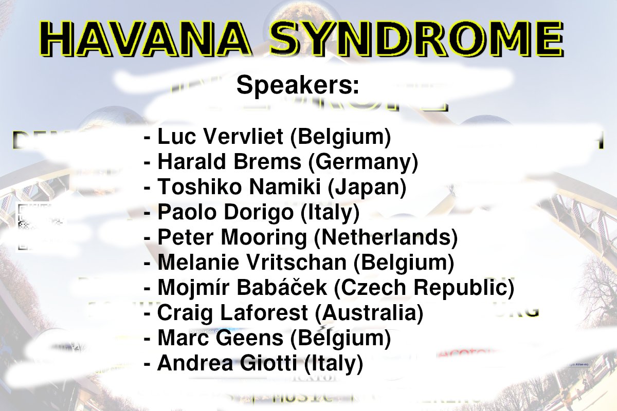 Speakers list for Saturday. #havanasyndrome #targetedindividuals #gangstalking #neuroweapons #neurorights