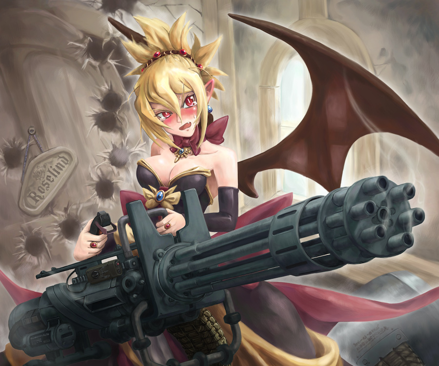 Wrong model of the Gun she uses for it... but she DOES do this.

Disgaea 2 is a treasure.