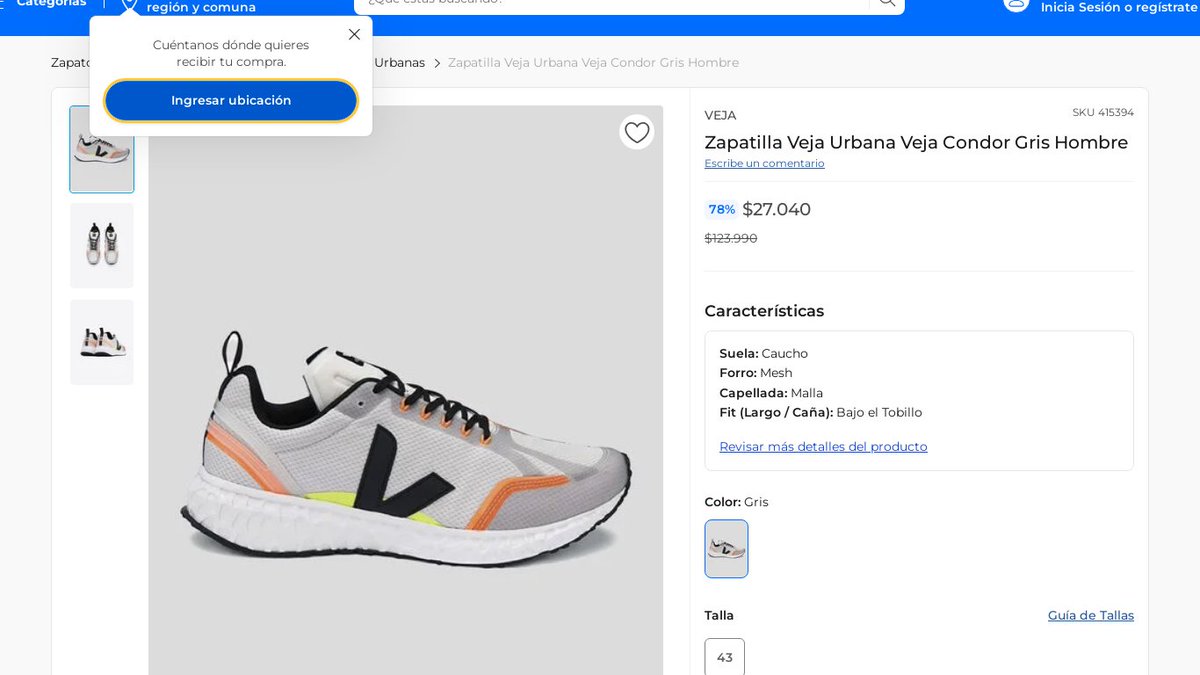 ofertitas_cl's tweet image. Consigue estilo urbano con las zapatillas Veja Condor Gris Hombre. Hasta 78% de descuento en Paris. 💯👌#ModaEtica #Veja

cl.ofertitas.dev/?p=paris-41539…