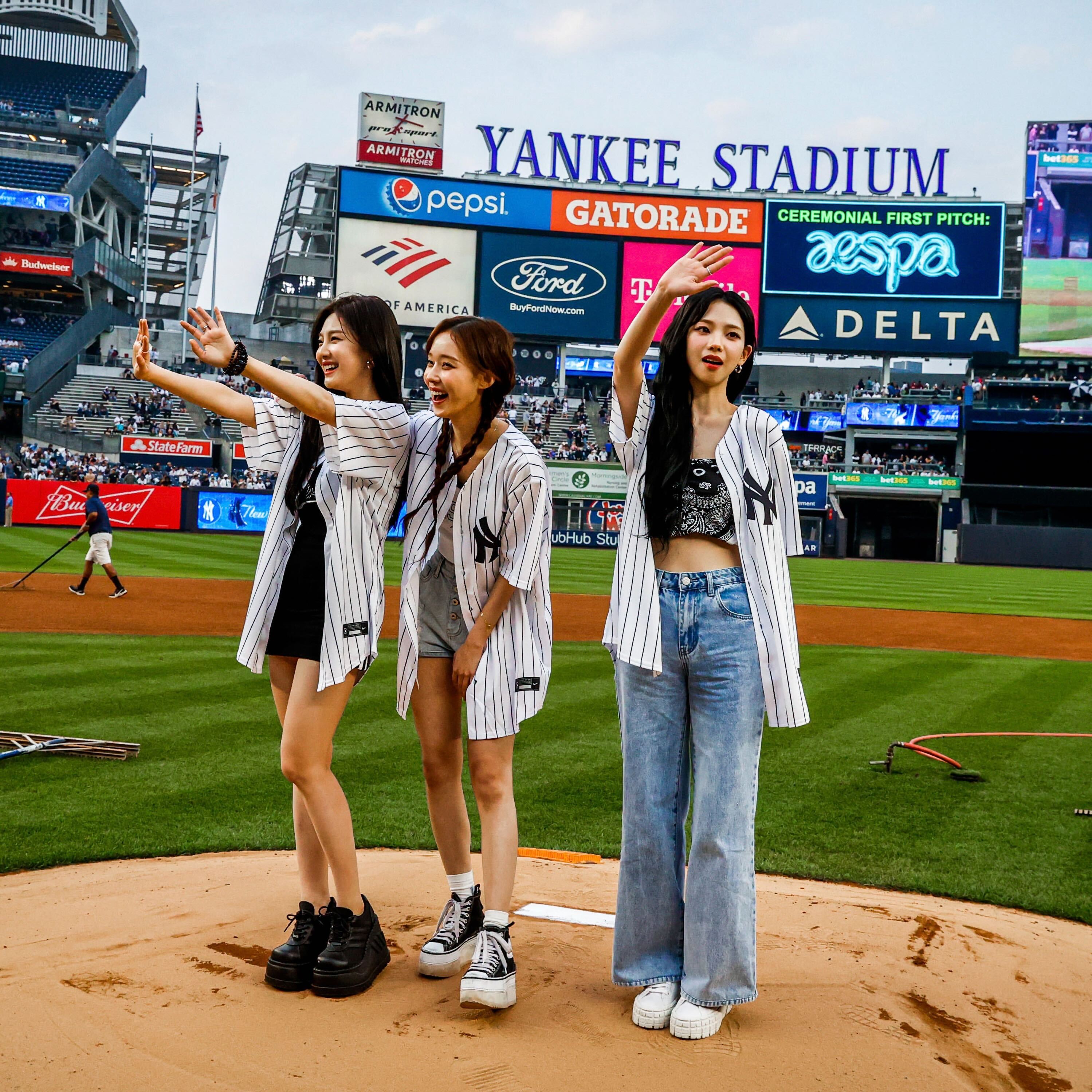 New York Yankees on X: Thank you to @aespa_official for throwing out  tonight's ceremonial first pitch! aespa will be performing at @GovBallNYC,  and just released their new album, My World, featuring their