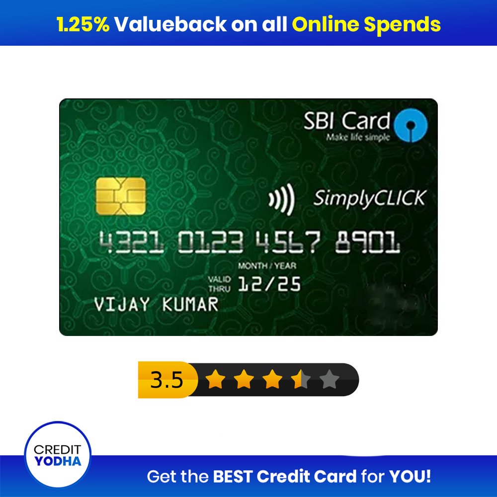 🚨 Daily Card Review #032
💳 SBI SimplyClick Credit Card

Welcome Benefits
🎁 ₹500 Amazon Voucher

Reward Benefits (1 Reward Point = ₹0.25)
✅ 10 Reward Points for every ₹100 spent on online spends for Apollo24X7, BookMyShow, Cleartrip, Eazydiner & Netmeds
✅ 5 Reward Points…