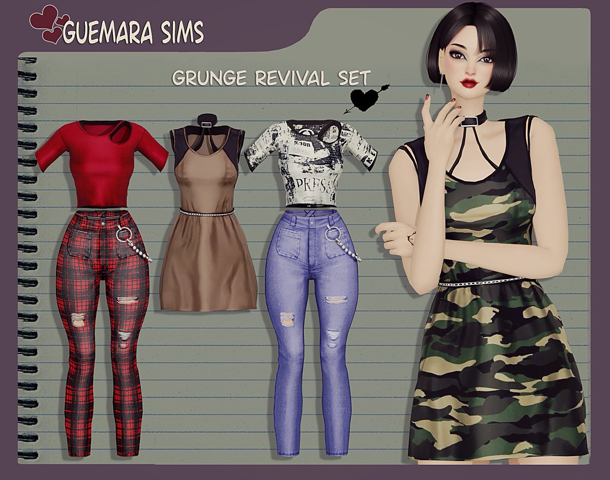 Get ready to rock the 90s look with my Grunge Revival Collection for The Sims 4!  

More info: patreon.com/posts/82800092 #Sims4 

#TheSims4 #thesims4cc #sims4ccfinds #Sims4Cc #ShowUsYourSims #sims4customcontent #Sims4Clothing