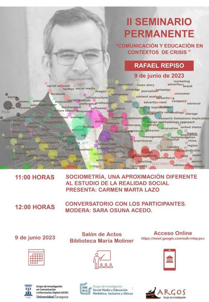 SMEMIU_UNED's tweet photo. II Seminario Permanente "#Comunicación y #Educación en contextos de crisis": #Sociometría: una aproximación diferente al estudio de la realidad social
📅 9 de junio
🕚 Rafael Repiso
@cmartalazo @soacedo
👀 https://t.co/gFoarNaVMN
@GICIDUZ
@ARGOSZARAGOZA
@EducacionUNED https://t.co/wHw3UXPd9A