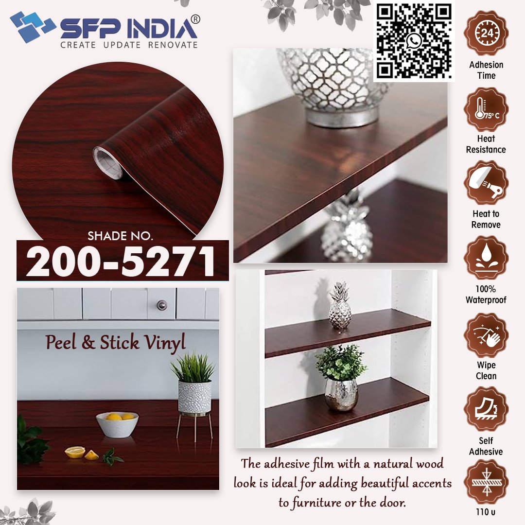 sfpindiacom's tweet photo. Shade No. 200-5271 | Size: 45CM *15m
The adhesive film with a natural wood look is ideal for adding beautiful accents to furniture or the door. The adhesive film is also perfect for handicrafts.
https://t.co/DrHaxqxObR
#SFP_India #newShade #AvailableInIndia #ShreeFloorPrint https://t.co/J2vFYauBOS