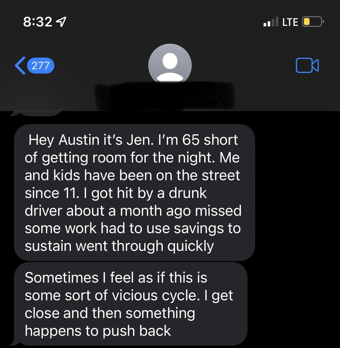 Our friend Jen just reached out in need of shelter for her &amp; her 2 kiddos. 

I’ll be working with Jen tomorrow on making a pathway to shelter, but tonight we want to make sure she &amp; the kids stay safe.

If you’d like to donate to our motel fund, info below! Hugs ❤️

Venmo: azhugs