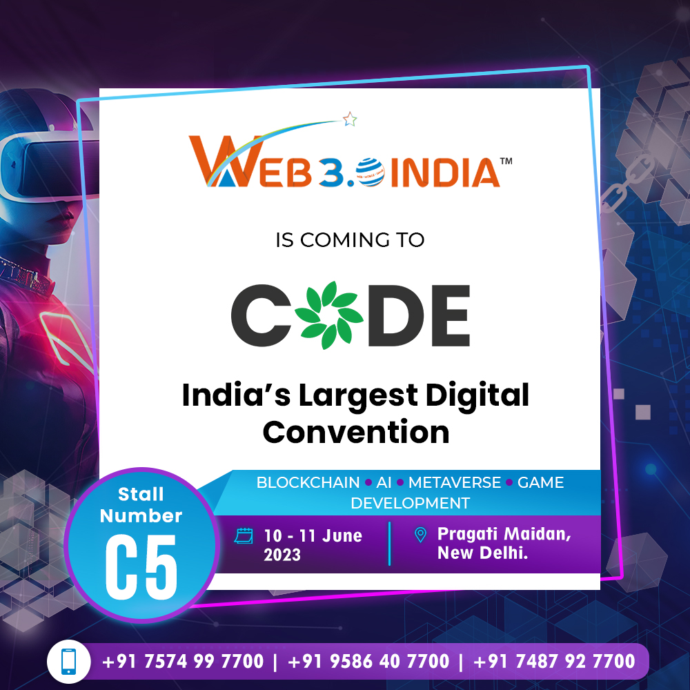 web30_india's tweet image. Happy to attend 𝐂𝐎𝐃𝐄 𝟐𝟎𝟐𝟑 in 𝐍𝐄𝐖 𝐃𝐄𝐋𝐇𝐈!

Discover the future of technology, immerse yourself in innovative ideas, and network with industry leaders. 

🗓️ 10-11 JUN ‘23
📍 - Hall No. 5, Pragati Maidan, New Delhi
➡️ - Booth No. C5

#CODEWorkshop #DigitalConversation