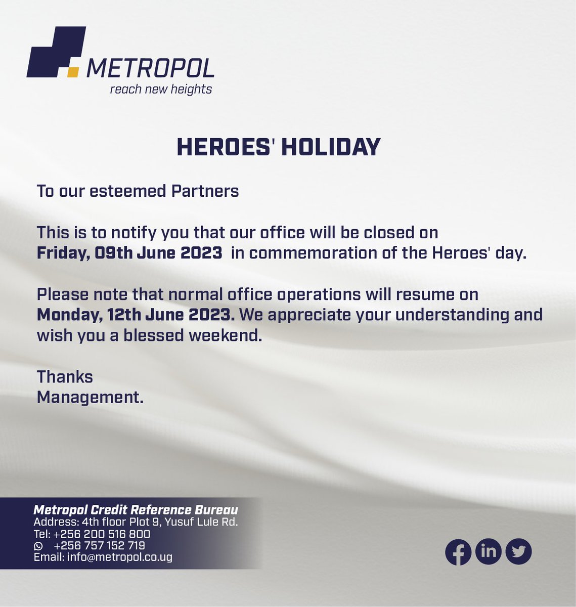 Notice. 
#heroesday2023🇺🇬