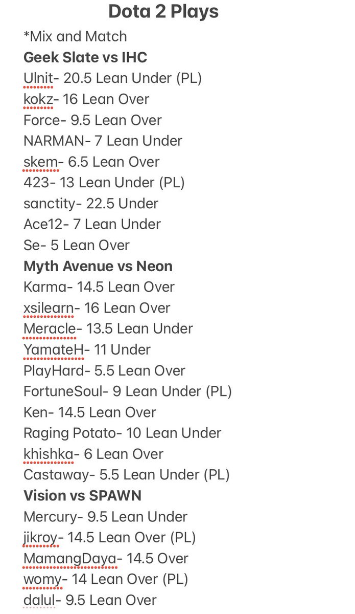 snowball6655's tweet photo. Dota 2 Underdog Plays.  Please mix and match.  Also Mix and Match for LoL 2.  Play Light. https://t.co/h9pIsp4cO2