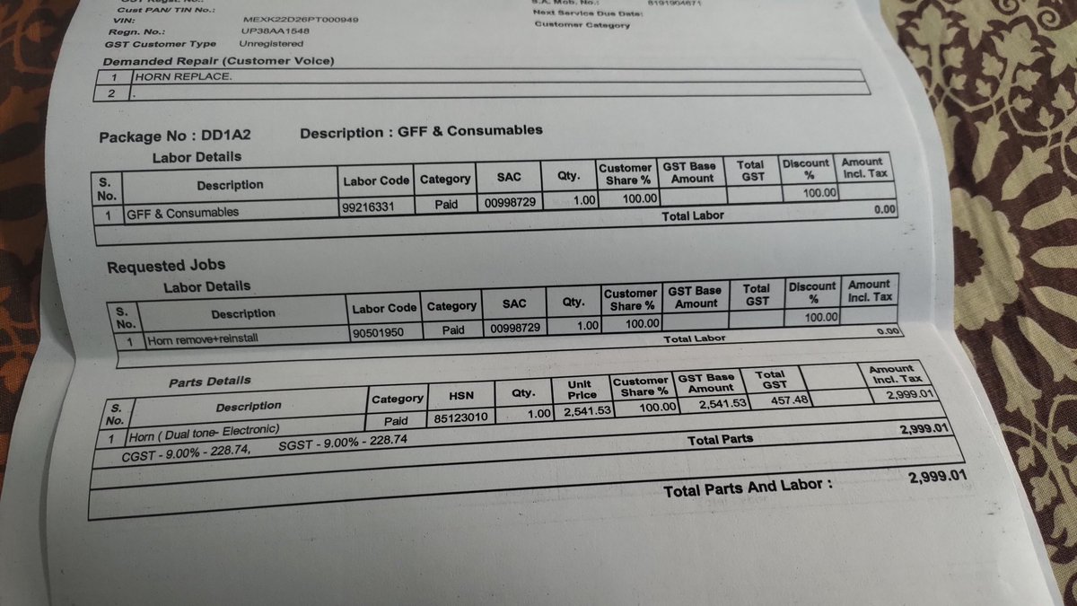av on Twitter "Virtus first service cost . 8697/ Horn replacement