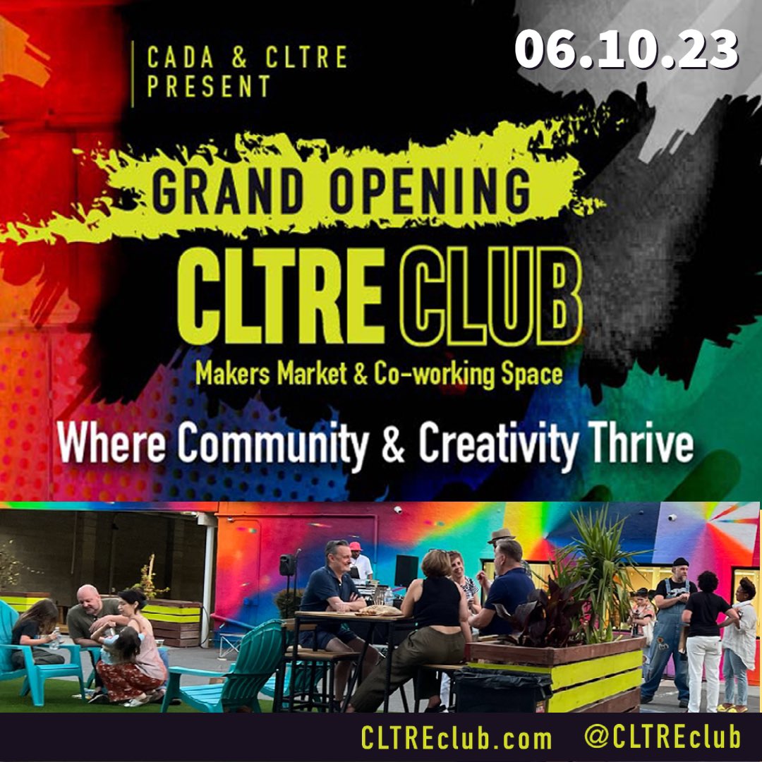 Please join us Saturday, June 10th from 6-9pm for the grand opening celebration of CLTRE Club!  There will be food trucks, performances, live music, vendors and a limited supply of cool merch!