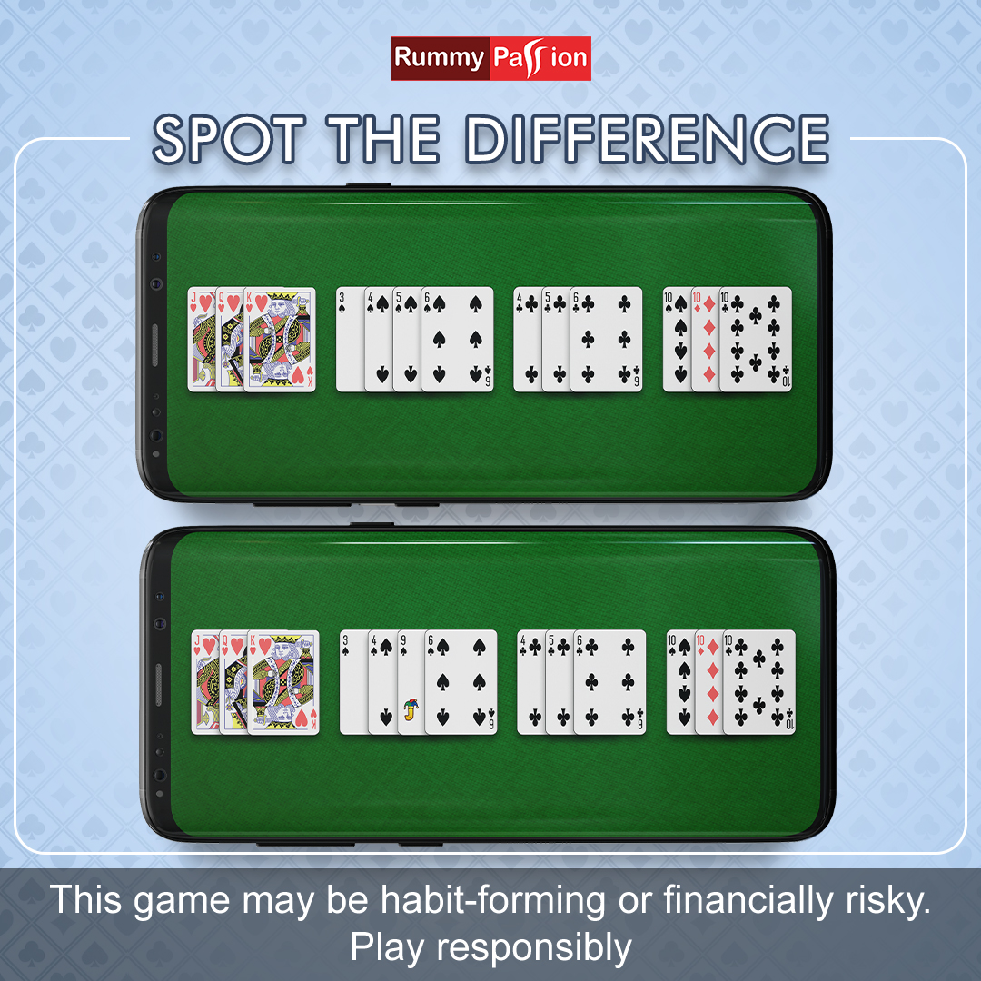 Spot the differences & become a Rummy master! Challenge your keen eyes & sharp mind with our spot the difference game! Tag a friend who loves Rummy & see if they can beat your skills.

#OnlineRummy #PassionSeKhel #Rummmy #OnlineGames #Challenge #SpotTheDifference